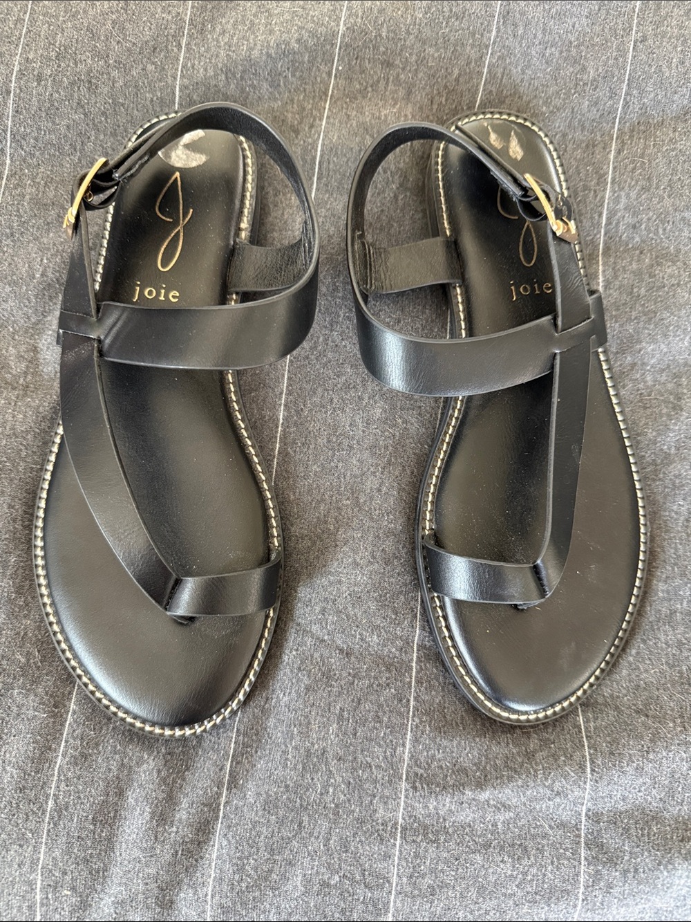 Joie Black Leather Strappy Ankle Buckle Sandals
